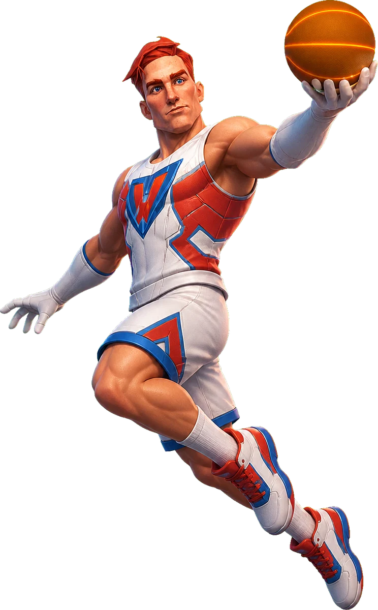 An Infinite Victory player leaping for a dunk