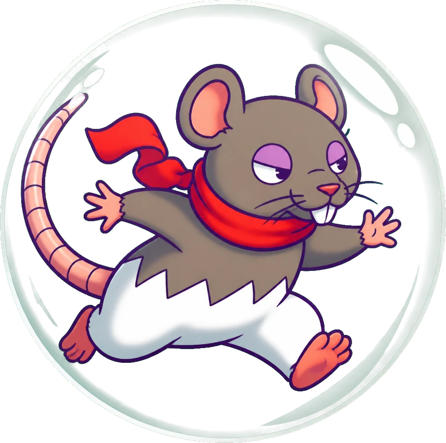 The Rolled Out! rat rolling inside a glass marble